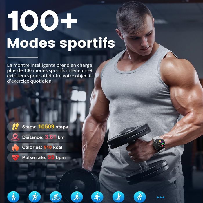 Montre Connectée Femme Homme, 1,43