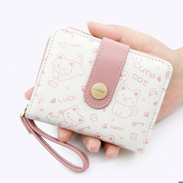 Portefeuille Homme Motif Chiens Mignon - 8 Porte-cartes, Mince Et Pliable - Polyester - Poche Zip Avant - 8