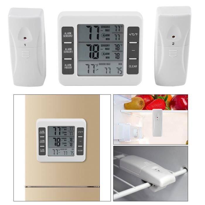 Thermometre Numerique LCD pour Refrigerateur et Congelateur sans