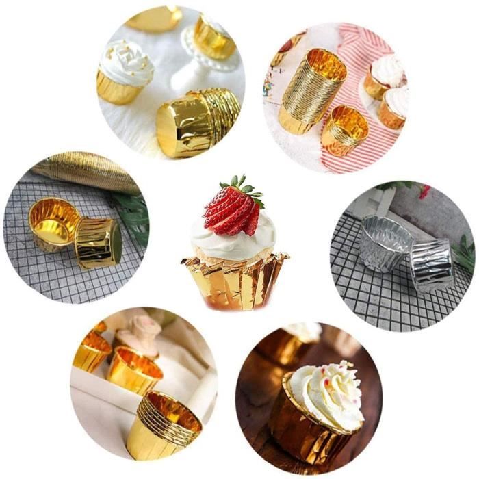 150 Moules à Cupcakes – Papier Kraft Anti-graisse Doré/rose/blanc – Idéal Pâtisserie Et Fêtes !