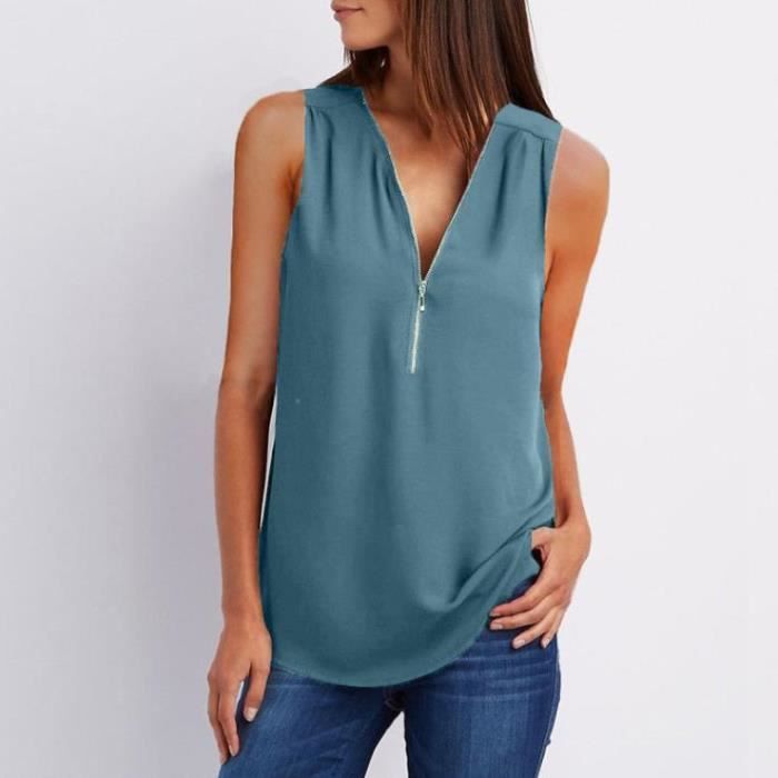 DEBARDEUR Femme Nouveau Coton Mode Vente Chaude Lache Confort Decontracte Tendance bleu 2 Blanche