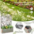 COSTWAY Lot de 2 Jardinières Murales avec Treillis en Métal Bac à Fleurs Décoratives pour Plante Grimpante, 60x17x80 cm, Rouille-3