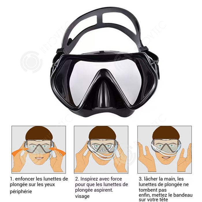 INN Masque de plongée équipé d'un tube respiration 3D anti-buée