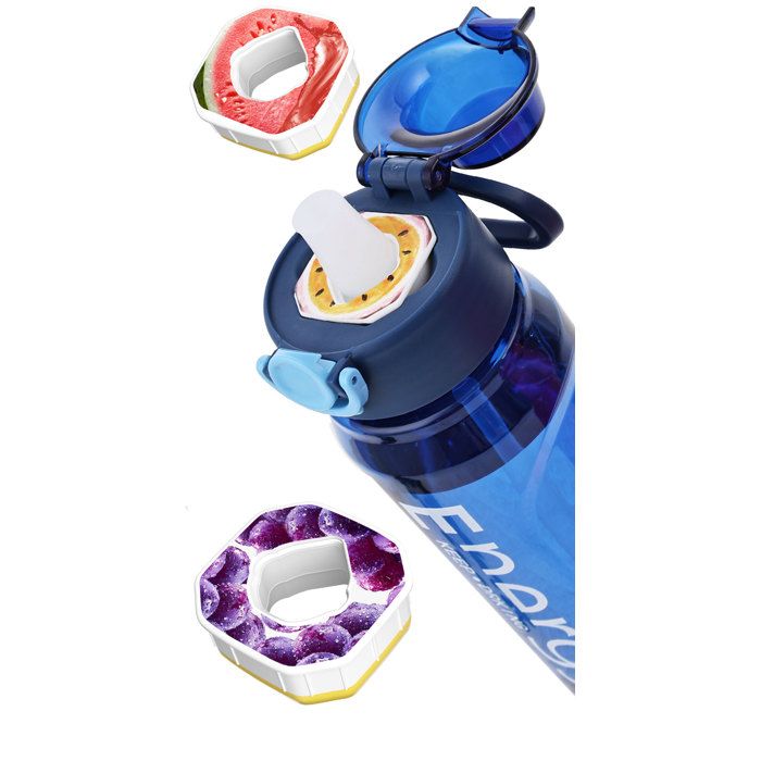 Air Bouteille D'eau Avec 7 Dosettes Aromatiques, 650 Ml Sans BPA Bourrettes Tritan Gaufres