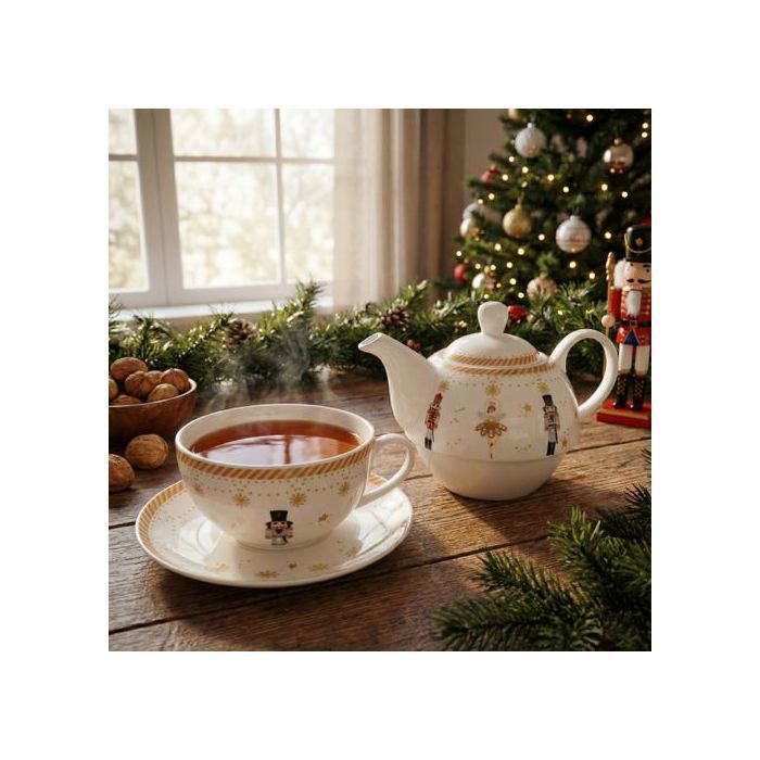 Théière Porcelaine Blanche/Verte Avec Tasse Et Soucoupe – Coffret Cadeau Élégant