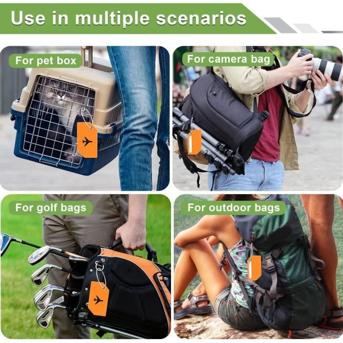 4 Étiquettes Bagage Transparentes Imperméables - Porte-Cartes PVC Avec Anneaux Acier - Pour Valise & Voyage