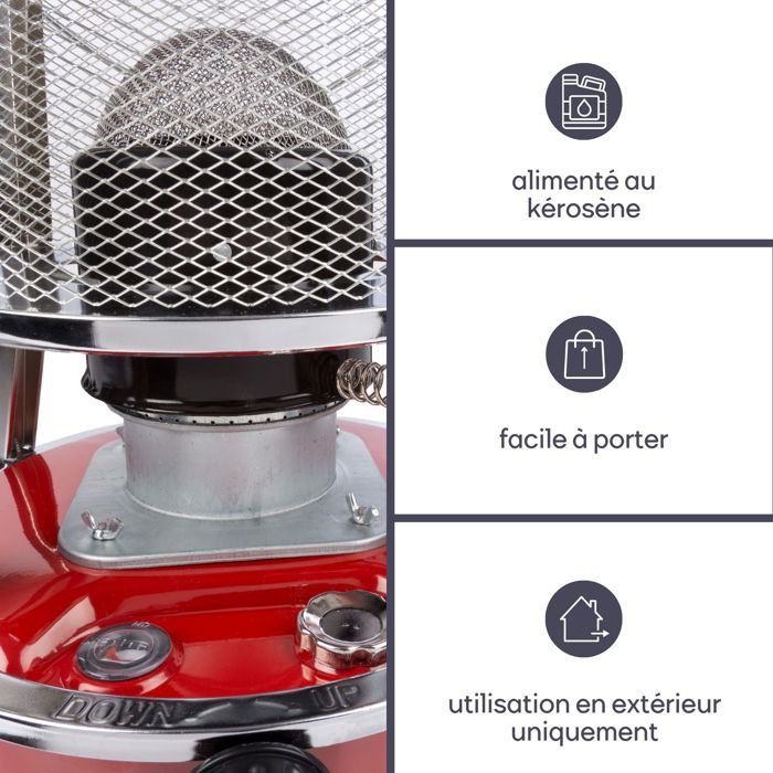 Chauffage Au Pétrole Portable 1.5L - Pour Camping, Tentes - Cuisine Extérieur - Acier Émaillé