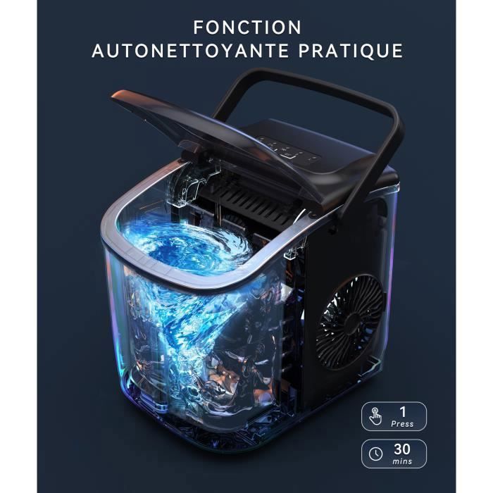 Mini Machine à Glaçons Portable 15 Kg/24h – Glaçons En 6 Min, Autonettoyante, Compacte Et Silencieuse Pour Maison, Bar Ou Camping