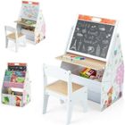 Tableau Enfant 3 en 1 - DREAMADE - Planche à Dessin Double Face - Bac de Rangement - Bibliothèque à 2 Etagères - 3-6 Ans - Blanc