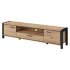 MEUBLORAMA Meuble TV XL 210cm collection BOWIE. Couleur chêne et noir. 2 portes et 1 tiroir. 210x50x41 Marron