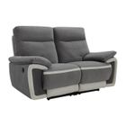 VENTE-UNIQUE Canapé 2 places relax électrique en velours METTI - Gris et bandes écru