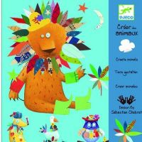 Kit créatif stickers - DJECO - Animaux chien, chouette, ours et oie - Mixte - A partir de 3 ans - Marron