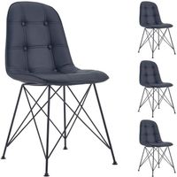 Lot de 4 chaises - IDIMEX - IMRAN - Design contemporain - Revêtement synthétique noir
