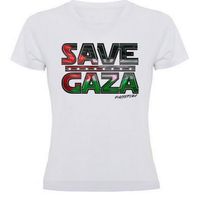 T-SHIRT FEMME PALESTINA "SAVE GAZA" | TEE SHIRT GAZA PALESTINE LIBRE BLANC - du S aux XXL