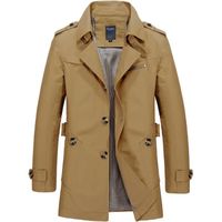 Funmoon Trench Coat Homme Slim Fit Mi-longue Manteau Classique de Printemps Couleur Unie