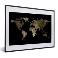 Cadre Photo - MuchoWow - Paysage - 40x30 cm - Carte du monde Or Terre Luxe - Noir