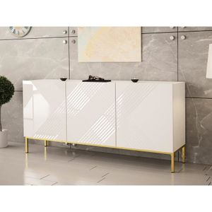 BUFFET - BAHUT  Buffet bas Celeste - BESTMOBILIER - 160 cm - Style contemporain - Finition laquée et pieds dorés