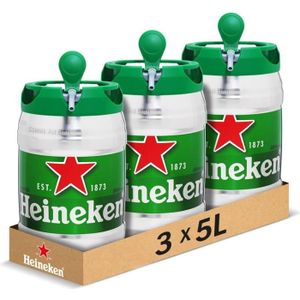 BIERE Heineken - Bière blonde 5° - 3 fûts de 5L