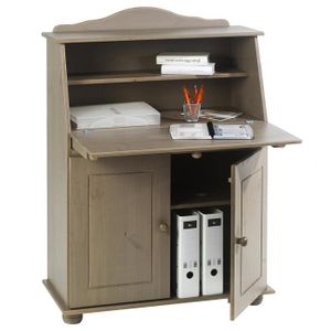 Bureau secrétaire bois massif 4 tiroirs et 2 niches 110 cm - Cbc-Meubles