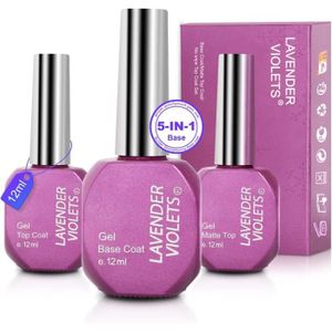 VERNIS A ONGLES Lavender Violets 3 Pcs 12ml Mat,Top Coat  Builder Base Gel 5 en 1 Kits Vernis à ongles gels semi-permanents Nail Polish, Base et832