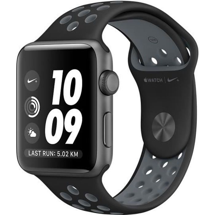 Apple Watch Series 2 Nike+ Boîtier en aluminium gris sidéral de 42 mm avec Bracelet Sport Nike Noir/Gris froid - Cdiscount Téléphonie