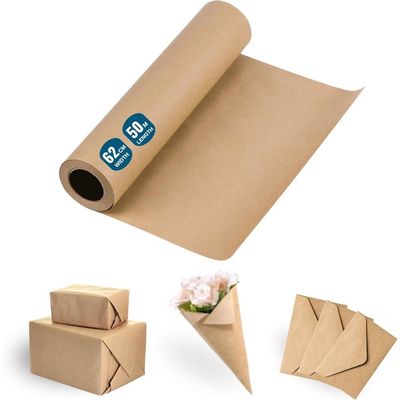 Rouleau De Papier Cadeau Rayures Kraft & Blanc - 2m X 0.70m - Marque MegaCrea - Neuf