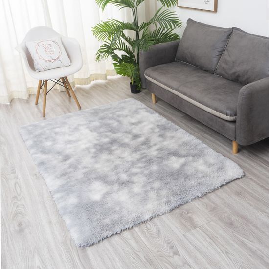 Tapis Shaggy Gris Argenté 80x120cm - Tapis Salon Ultra Doux Et Antidérapant - Intérieur Chambre Ou Salon