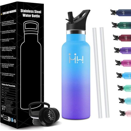 HoneyHolly Gourde 1L Motivante Avec Paille – Étanche, Sans BPA, Marqueur Temps & Citations Inspirantes – Idéale Sport, Gym, École, Vélo, Randonnée