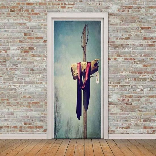 Autocollant Porte Effet 3D Orchidée Violette - PVC Imperméable 77x200 Cm - Décor Chambre, Salle De Bain, Cuisine - 12