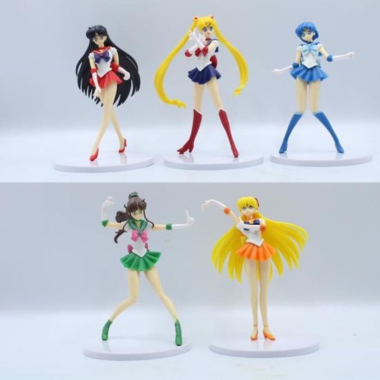 5 pcs 16.5 cm Sailor Moon Figurine Pause Temps Figure Marin Mars Mercury Vénus Jupiter Action Figure Poupée Jouets Cadeau De Noël