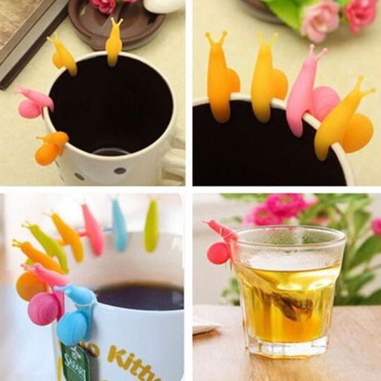 Lot De 5 Porte-sachets De Thé En Silicone Forme Escargot - Couleurs Vives, Anti-rouille