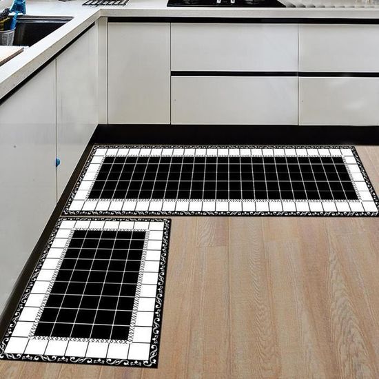  2pcs Tapis de cuisine anti-dérapant pour tapis de cuisine géométrique moderne 40*60 et 40*120