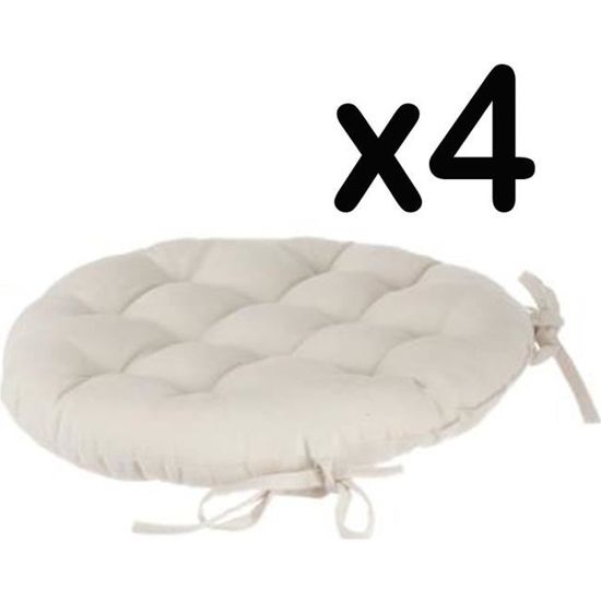Lot De 4 Galettes De Chaise Ronde Coton Bleu Canard – Diam. 38 Cm, Confort Et Style PEGANE