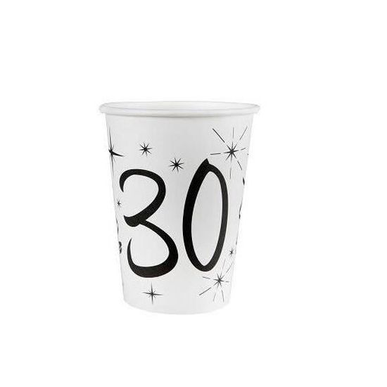 10 Gobelets Anniversaire Blanc Et Or - 20cl | Jetables