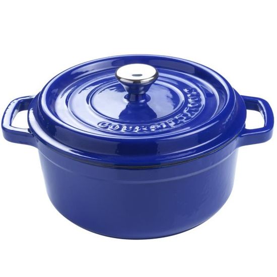 Cocotte pot en fonte rond 22cm Gourmet Tools bleu Cdiscount Maison
