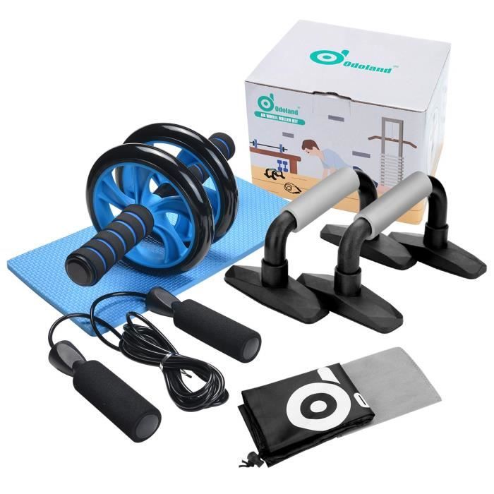 Odoland Roue Abdominale AB Wheel Roller Pro de Fitness et Musculation - Rouleaux d'Entraînement Roues Gommées + Tapis Epais pour Gen