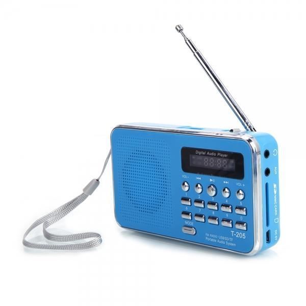 FM Radio Portable LCD Numérique FM Radio Haut-Parleur USB Carte SD Lecteur de Musique FM Radio Bleu