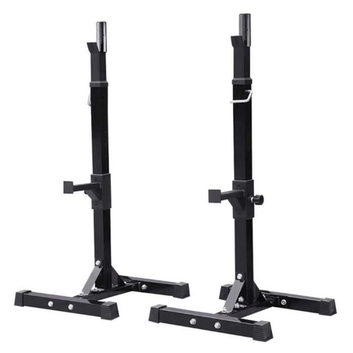 RACK DE RANGEMENT SUPPORT pour Haltères Longs à Disques Noir Charge Max. env. 200kg Réglable en Hauteur 15 Positions