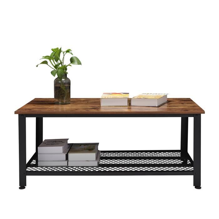 MIN-Table Basse Design Industriel Meuble TV Rectangle