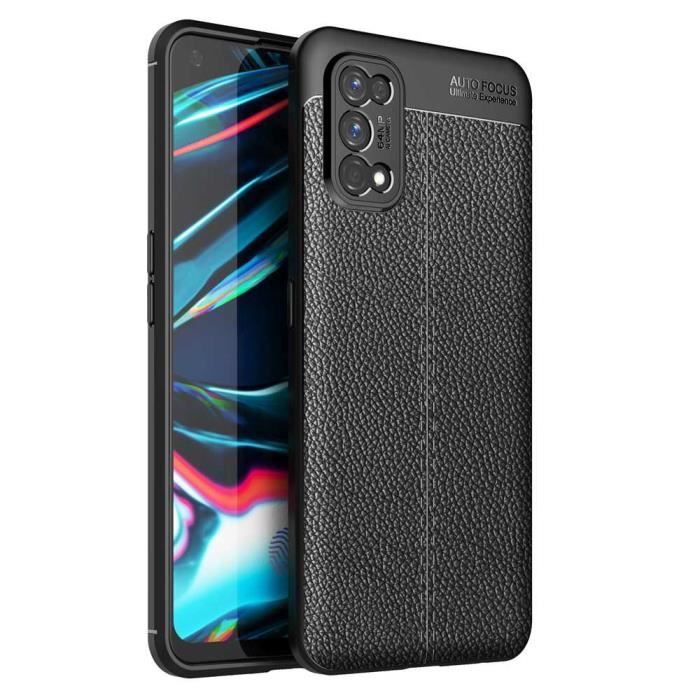 Etui Realme 7 Pro,Antichoc Ultra Mince Anti-empreintes digitales en Cuir Protection Noir