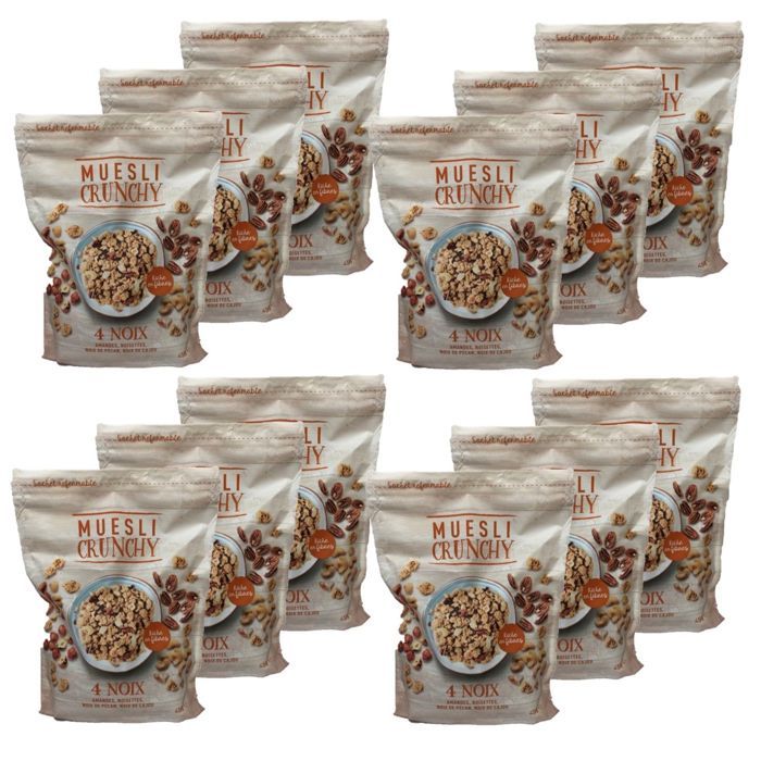Lot 12x Muesli croustillant 4 noix - paquet 450g