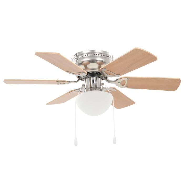 Ventilateur De Plafond - Ventilateur Plafonnier avec lumière 82 cm Marron clair