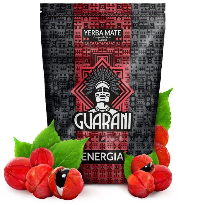 Yerba Maté Guarani Energia - Guarani Energia 500g - Yerba maté du Paraguay - Haute qualité - Forte stimulation - Yerba maté au fruit