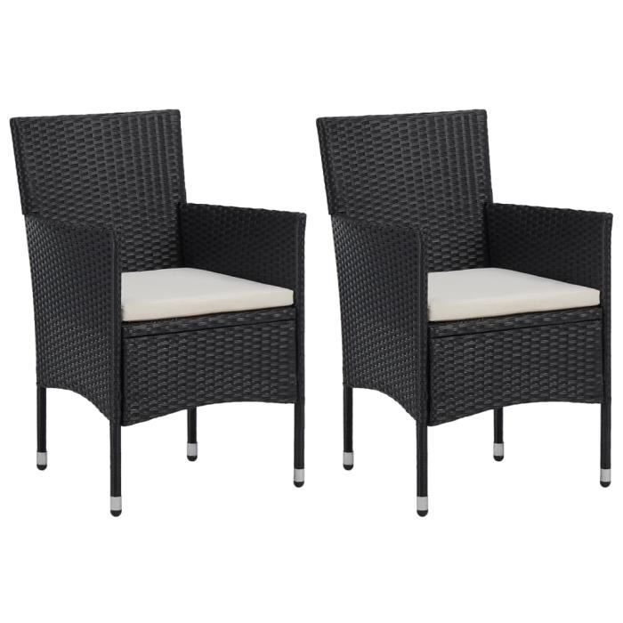 Nouveau - Lot de 2 Chaises de jardin Fauteuil de Jardin - Set de 2 Chaises Fauteuil - Résine tressée Noir *60382