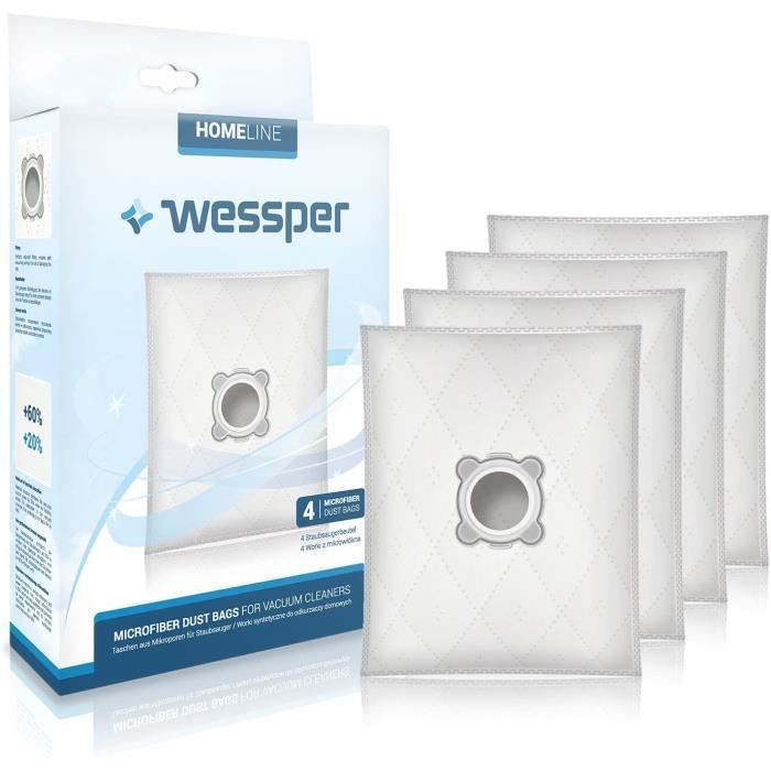 Wessper® Sacs d'aspirateur pour Rowenta RO5651.11 Silence Force Extreme Compact (4 pièces, synthétique)
