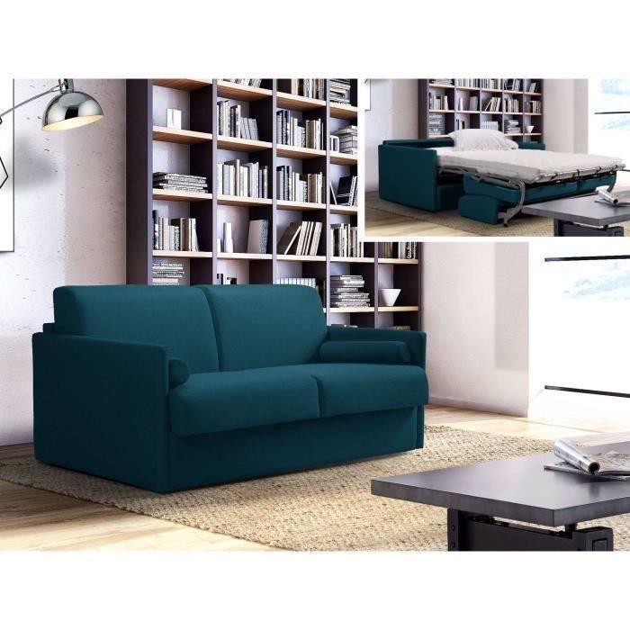 Roma - Canapé 3 places convertible - ouverture express - couchage quotidien Couleur - Bleu canard