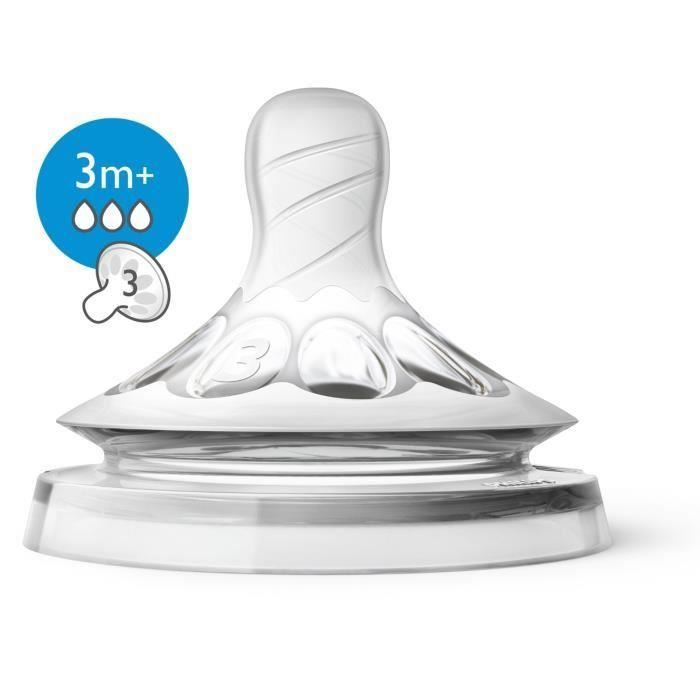 PHILIPS AVENT Lot de 2 tétines Natural 3m+ - 3 trous (Lot de 2)