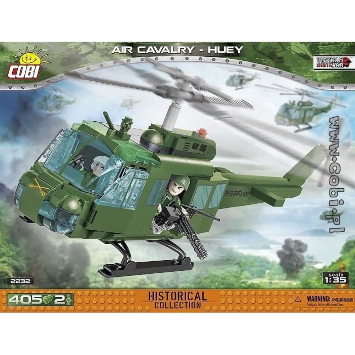 Jeux de construction - Hélicoptère Air Cavalry - Huey - Guerre du Vietnam - 405 pièces - 2 figurines 1/35 Cobi