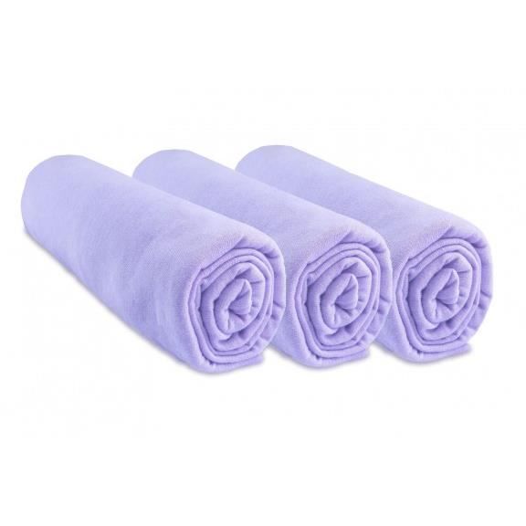 Lot de 3 Draps housse Jersey coton 40x80 Parme