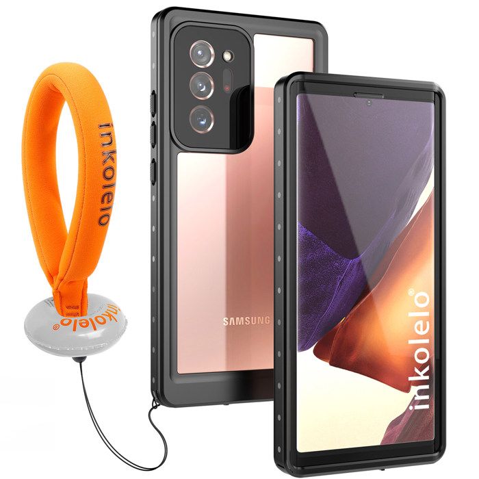 inkolelo Coque Étanche Samsung Galaxy Note 20 Ultra, [IP68 Imperméable] [360° Antichoc] Protection écran intégré Antipoussière Noir
